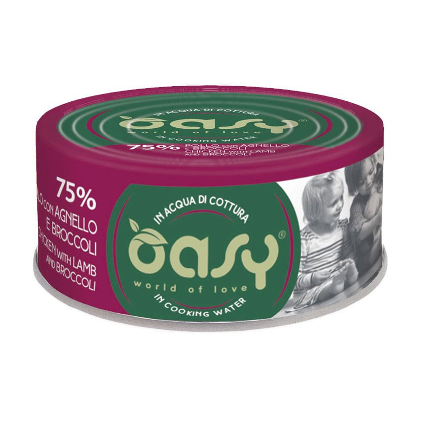 Вологий корм для дорослих котів Oasy Cat Wet More Love з куркою, ягням та броколі, 70 г